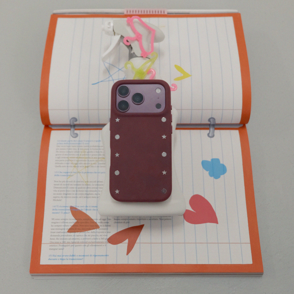 Studded MagSafe Case - Burgandy